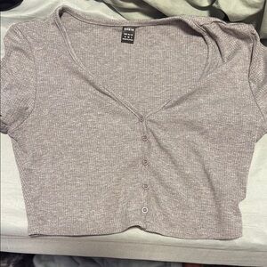 SHEIN Gray Buttoned Crop Blouse